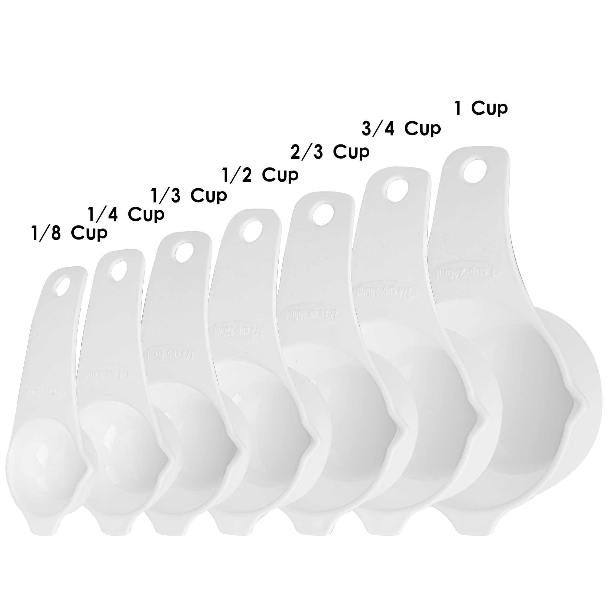 SPUVGVC Plastic Measuring Cups and Spoons Set, White Dry Measuring cups Set with Spout and Leveler for Kitchen and Baking, BPA free and Dishwasher Safe, Nesting Measuring Cups Set 15