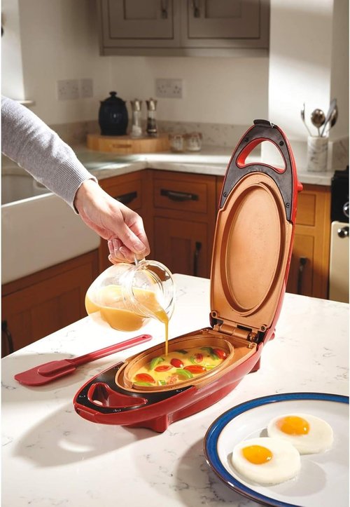 Candora Red Copper 5 Minute Chef Electric Frying Pan Smokeless Nonstick Pan Steak