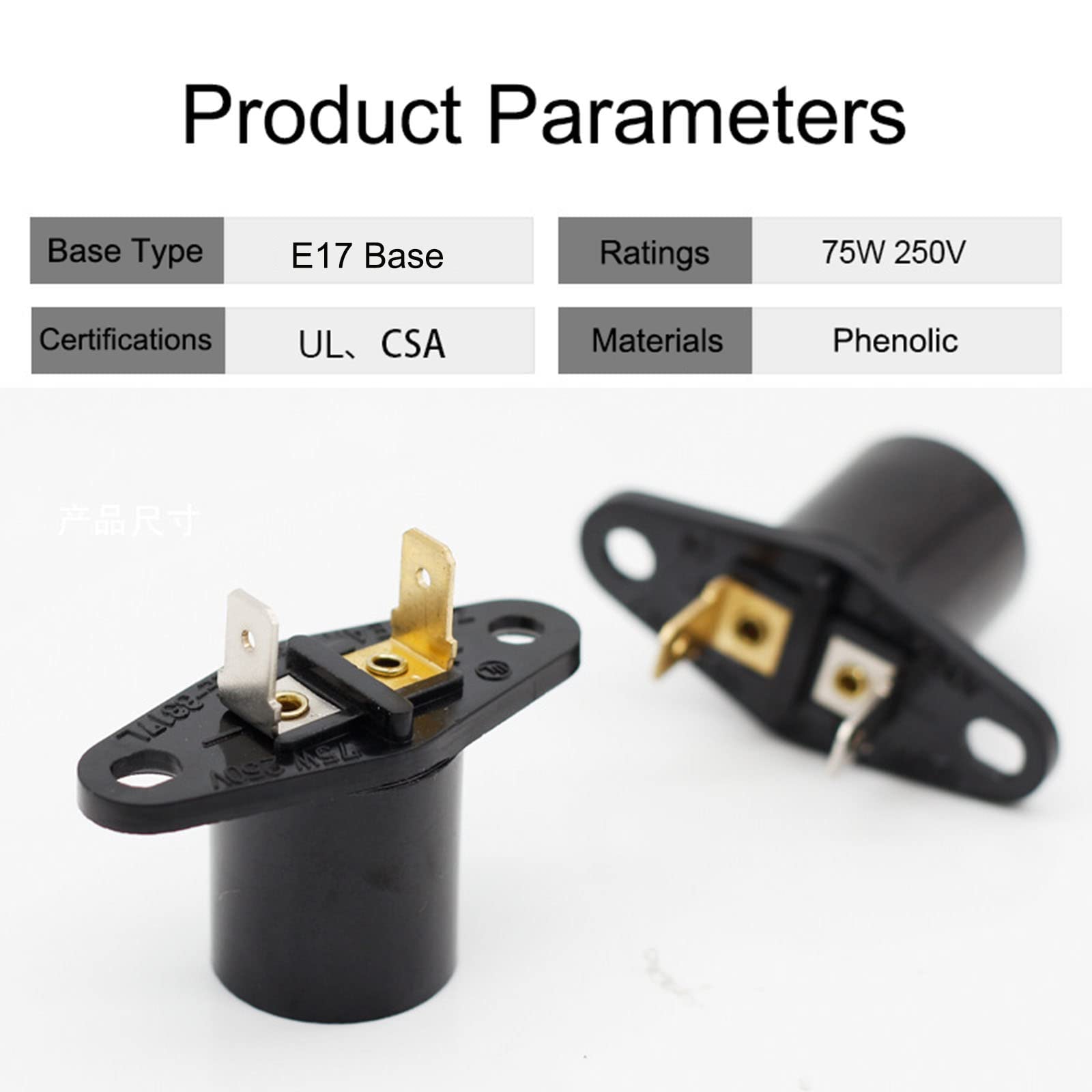 Microwave Light Bulb Socket Lamp Holder Replacement,JNXQWE E17 bakelite lamp Holder,Surface Mounted Narrow Wall lamp Holder,250V-75W (Size A)