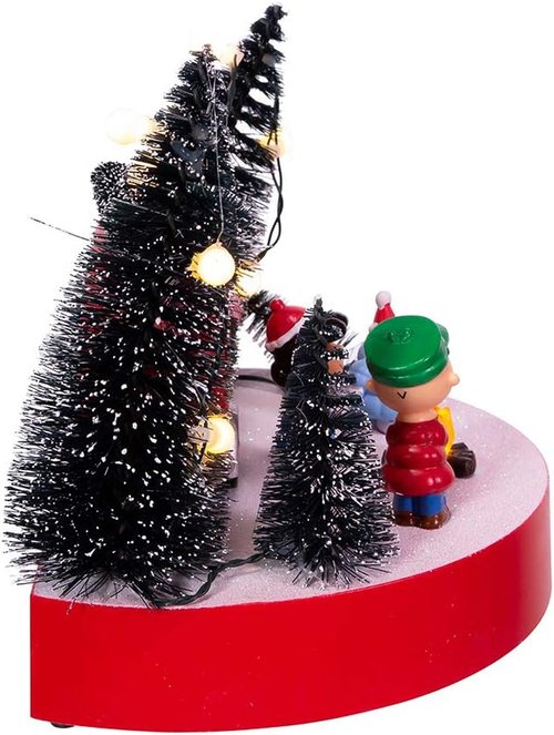 Kurt Adler 7-Inch Musical Peanuts Camper Scene - Battery-Operated Table Decor Piece