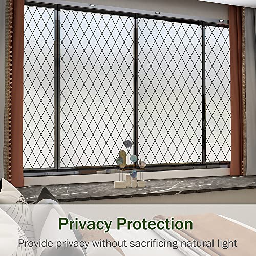 Frosted Black Lattice Window Film - Static Cling Privacy Film 17.7x78.7