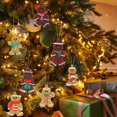 16 Pcs Gingerbread Man Christmas Ornaments - 3 Inch Shatterproof Figurines