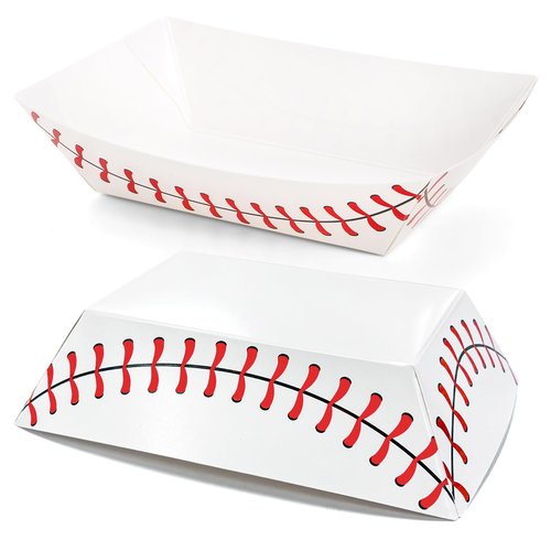 Kingrol 200 Pack Baseball Party Food Trays - Disposable Paper Boats for Nachos, Hot Dogs, Fries, and Party Snacks - Perfect for Baseball Themed Birthday Parties, Carnivals, and Movie Nights