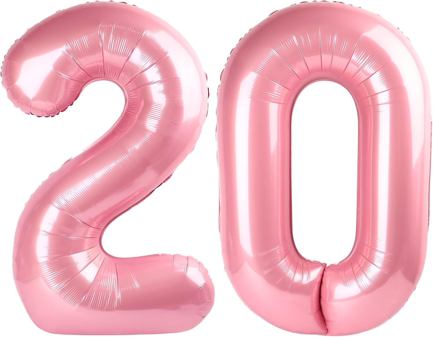 Number Pastel Pink Balloons - 40 Inch Large Foil Balloon for 20th Birthday Celebrations