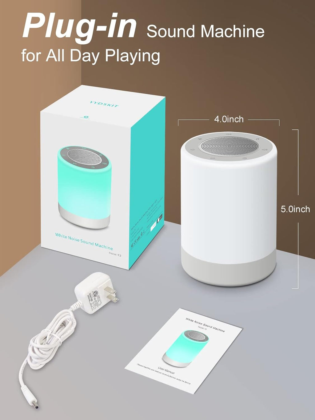 Sound Machine - White Noise Machine for Baby with Night Light & 32 Sounds | 5 Timers & Memory Feature