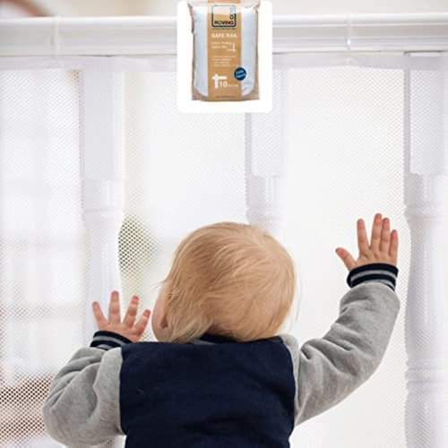 Roving Cove Stair Banister Guard 5ft x 3ft, Railing Safety Net for Baby Proofing, Child Safety Stairway Cover, Balcony Mesh Netting, Pearl White