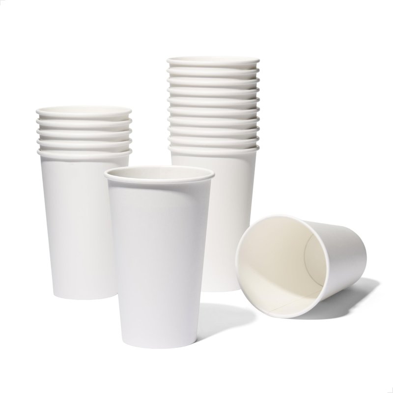 TOSSWARE GO 16oz Hot Cups - Set of 100, premium quality food safe coffee cups, FDA-compliant recyclable paper cups, single wall cups for hot and cold drinks, disposable 16oz white party cups