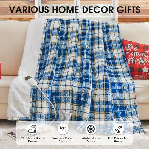 Electric Heated Blanket Throw 50x60 with 10 Heat Levels & Auto Shut-Off