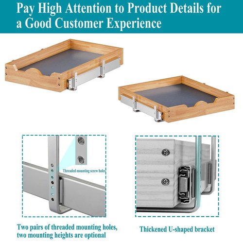 OCG Pull Out Cabinet Organizer 20"W x 21"D, Slide Out Wood Drawer Shelf, Pull Out Shelves for Base Cabinet Organization in Kitchen, Pantry, Bathroom