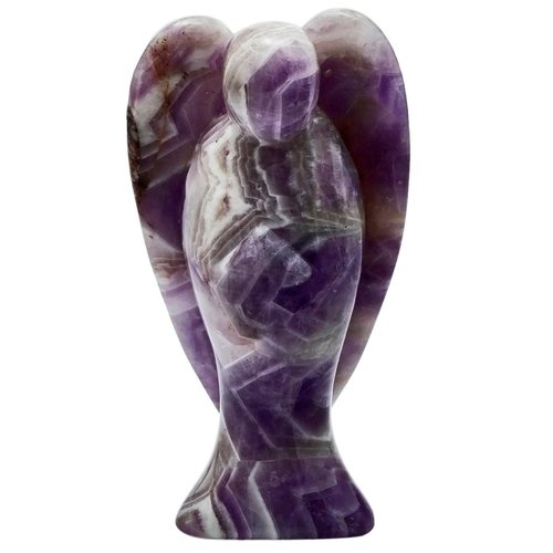 SUNYIK 3" Amethyst Guardian Hind-Carved Guardian Angel Statue, Polished Crystal Healing Stone Praying Angel Figurine for Home Office Spiritual Gift, Reiki Blessing Pocket Amulet for Women