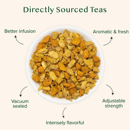 VAHDAM, Turmeric Ginger Herbal Tea (50+ Cups, 3.53oz) Caffeine Free | 100% Pure Herbal Blend - Savory & Spicy | Vacuum Sealed | Direct from Source