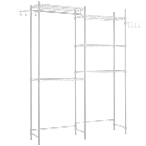 VEVOR Over The Washer and Dryer Storage Shelf, 5 Tier Laundry Room Drying Rack with Hanger Rod and Hooks, Adjustable Over Washer and Dryer Shelves, Laundry Room Shelf Storage Space Saver, White