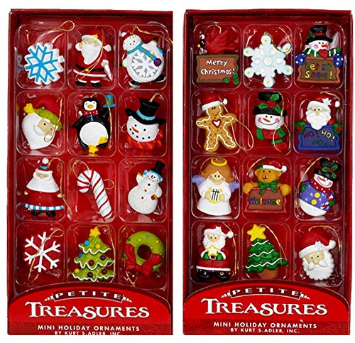 Kurt Adler Petite Treasures 24-Piece Miniature Ornaments Set (2 Assorted Boxes)