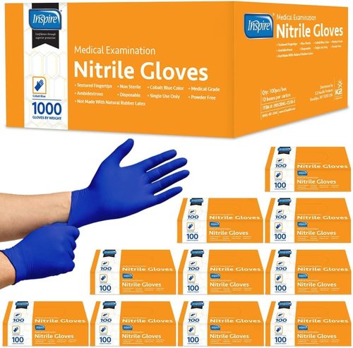 Inspire Nitrile Exam Gloves - Original Quality Stretch Cobalt Blue | Disposable, Latex-Free, 4.5" Size