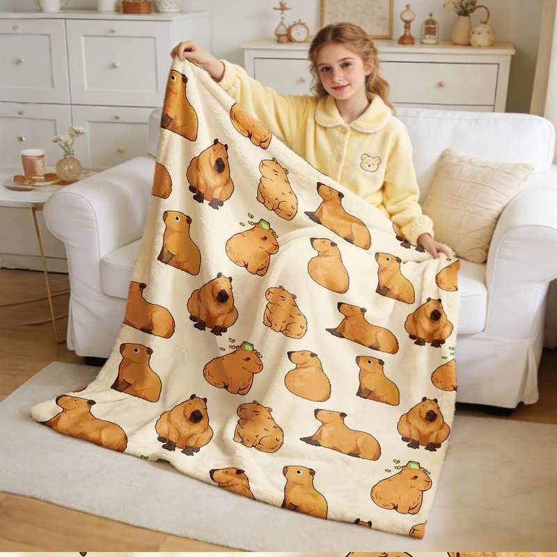Capybaras Blanket Gift for Girls Boys Kids-40x50 Inches Soft Flannel Blankets Cutes Capybara Cozy Throws Blanket for Women Men, Capybaras Blanket Decor for Couch Sofa Bedroom