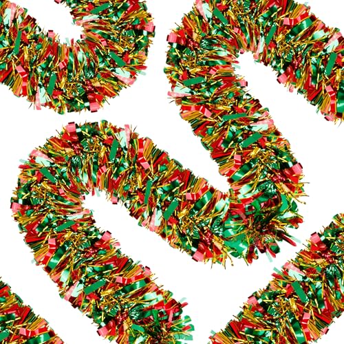50ft Thick Metallic Christmas Tinsel Garland for Holiday & Party Decor