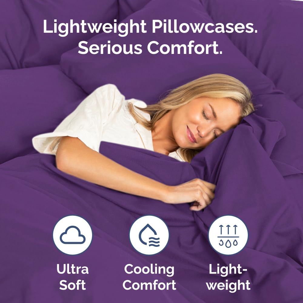 Queen Pillow Cases by [Brand Name] - Ultra Soft Hotel Quality - Cozy & Wrinkle-Free - 2 Piece Set in Purple