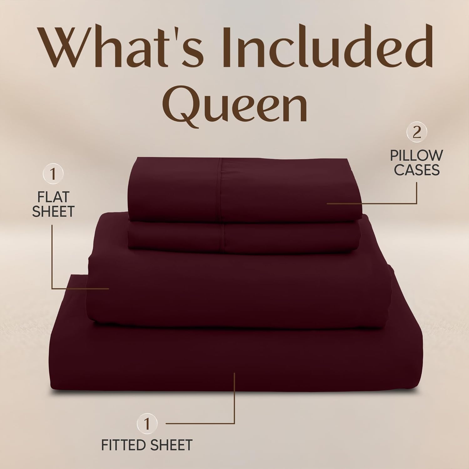 Utopia Bedding Queen Size Sheet Set - Soft, Breathable Microfiber | 4-Piece in Burgundy