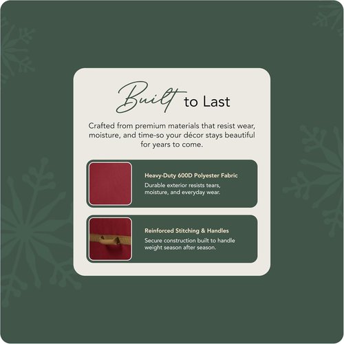 Covermates Keepsakes Christmas Tree Storage Bag - Heavy-Duty Rolling Design with Wheels & Reinforced Handles - Durable Red Holiday Solution