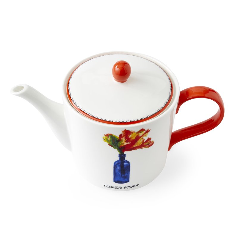 Spode Kit Kemp Doodle 32oz Teapot | Flower Power Tagline | Fine China | Dishwasher Safe | Elevate Your Afternoon Tea Experience | Perfect for Brewing and Serving Tea | Ideal Gift for Tea Enthusiasts