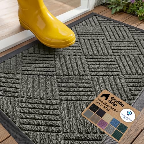 Gorilla Grip Waterproof All-Season Doormat 29x17 Gray Diamond