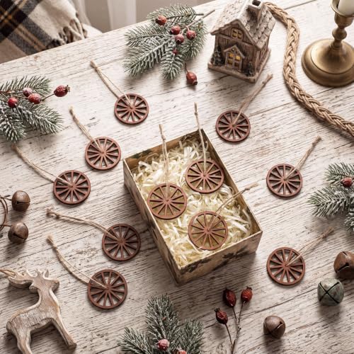 RattanView 24 Pcs Western Wagon Wheel Ornaments for Christmas Tree