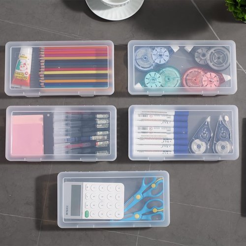 Medium Clear Storage Box 9-Pack | Stackable Containers with Snap-Tight Latch - 10” x 5” x 1.9” for Art Tools