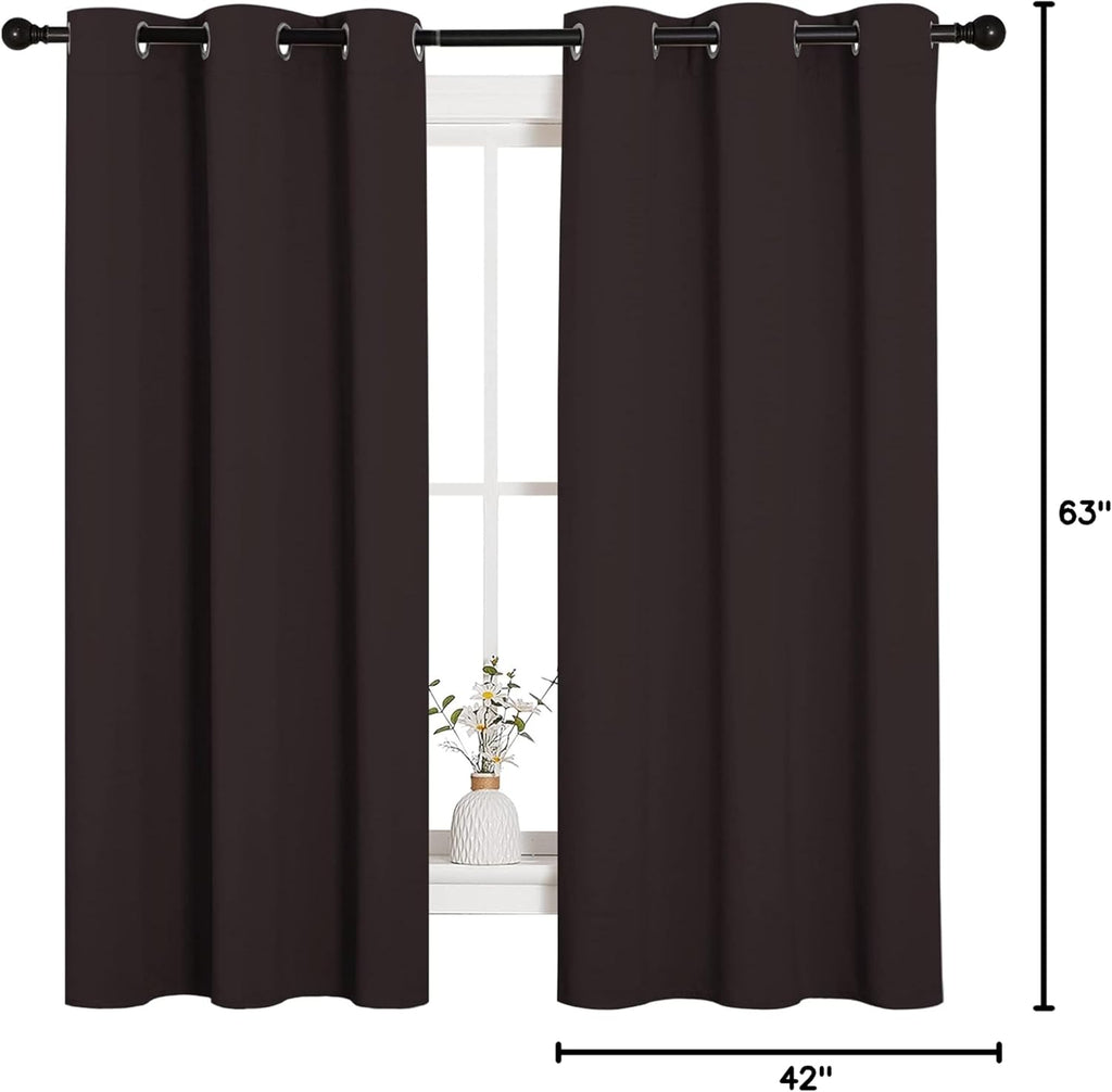 NICETOWN Blackout Curtains - Triple Weave Thermal Insulated Grommet Panels | 42" x 63", Toffee Brown