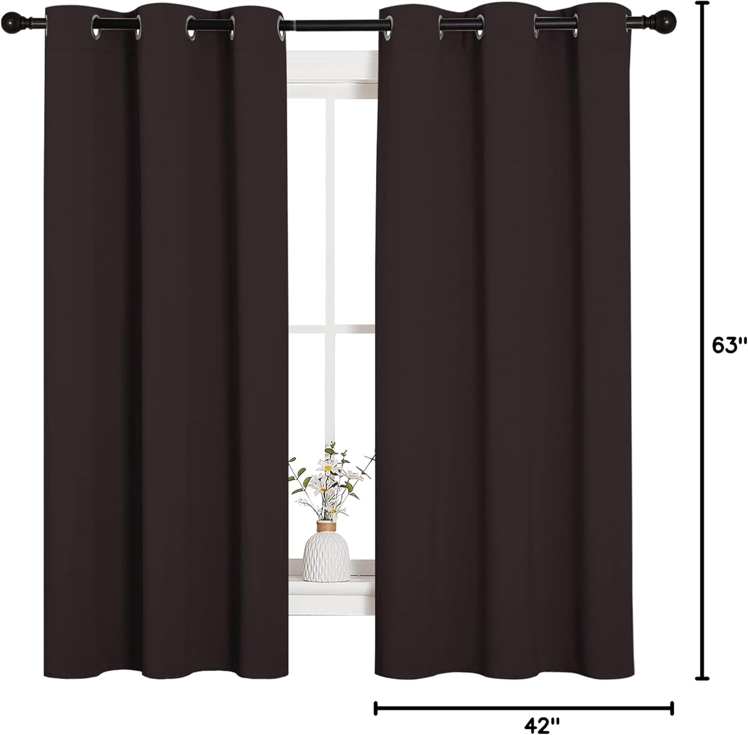 NICETOWN Blackout Curtains - Triple Weave Thermal Insulated Grommet Panels | 42" x 63", Toffee Brown