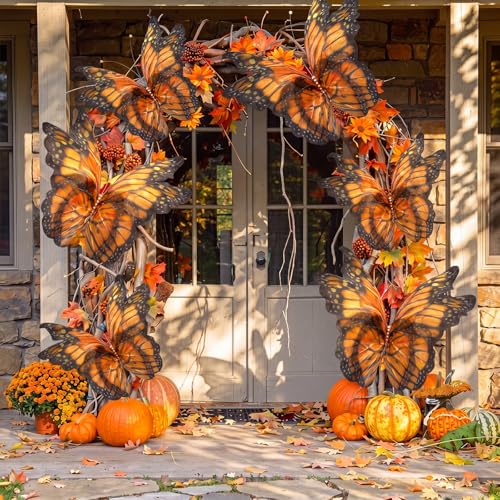 6-Piece Large 3D Monarch Butterfly Decorations for Party and Home Decor