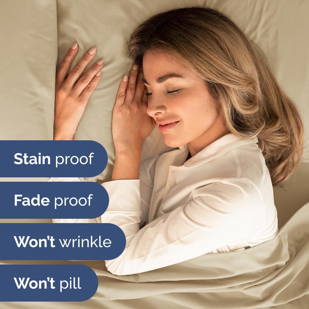 Regine Switzerland Full XL Bed Sheet Set - Soft, Breathable & Cooling 4-Piece Luxury Bedding - Deep Pockets, Fade & Wrinkle Free - Beige