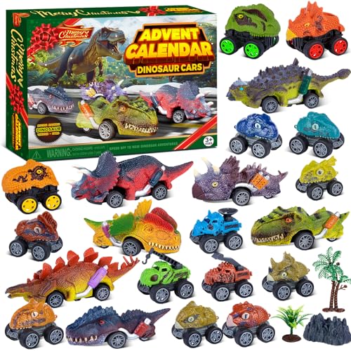 Dinosaur Monster Truck Advent Calendar - 24 Day Countdown with Play Map