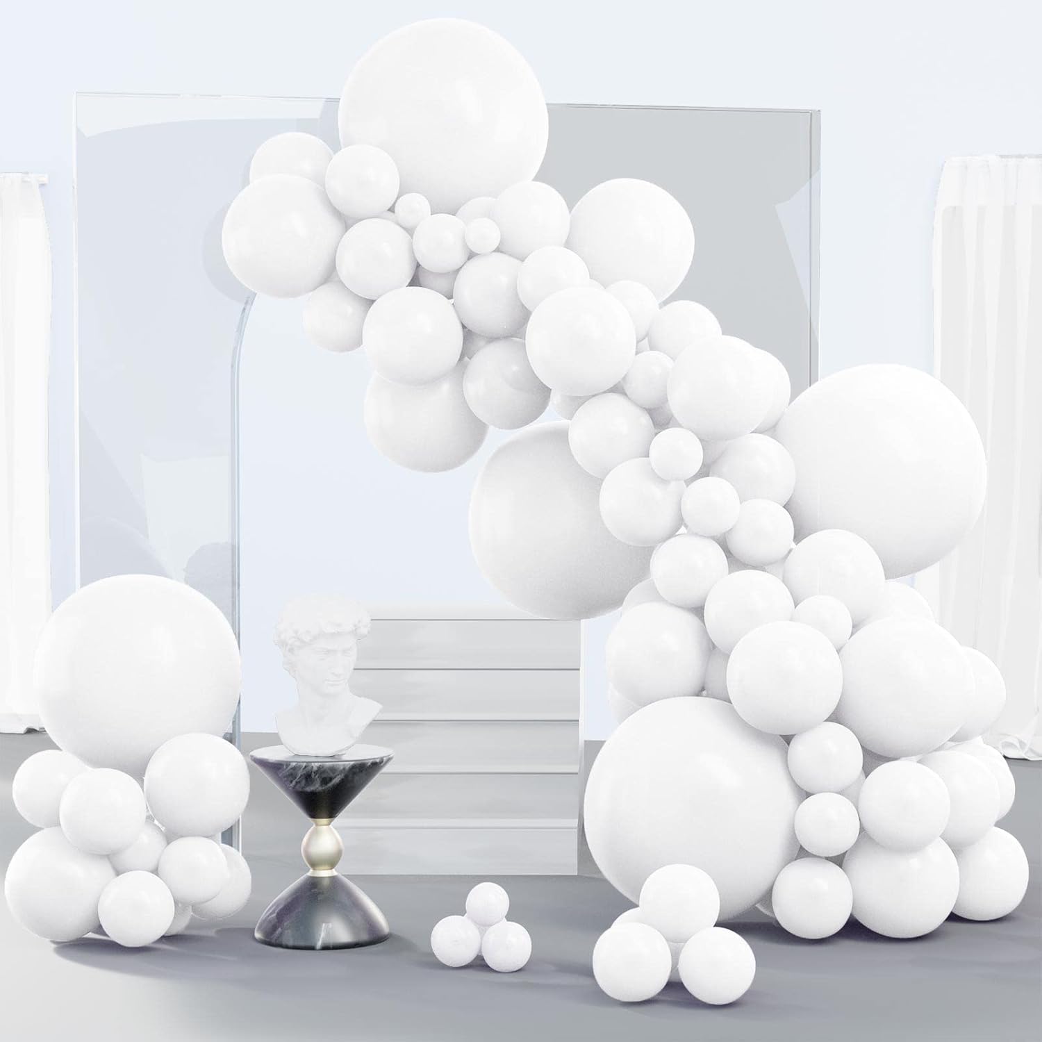 PartyWoo White & Pastel Pink Balloons - 280 Pcs for Stunning Celebrations