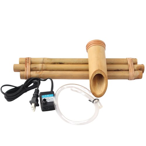 Bamboo Accents Zen Fountain Kit - Three-Arm, Split-Resistant Bamboo for DIY Indoor/Outdoor Oasis - for Large Containers (Bowl Not Included) (12" Three-Arm)