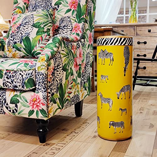 24-Inch Zebra Print Ceramic Umbrella Stand - Decorative Porcelain Floor Vase
