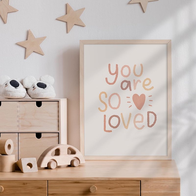 Canssape Set of 4 Boho Rainbow Nursery Girls Room Wall Decor | 12"x16" You are So Loved Toddler Girl Room Decor | Kids Rainbow Wall Decor for Girls Bedroom Heart Wall Art Prints (Unframed)(Love)