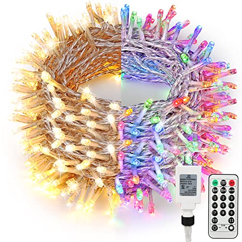 Brizled 300 LED 115 ft Color Changing Christmas String Lights - Warm White & Multicolor, End-to-End Connectable