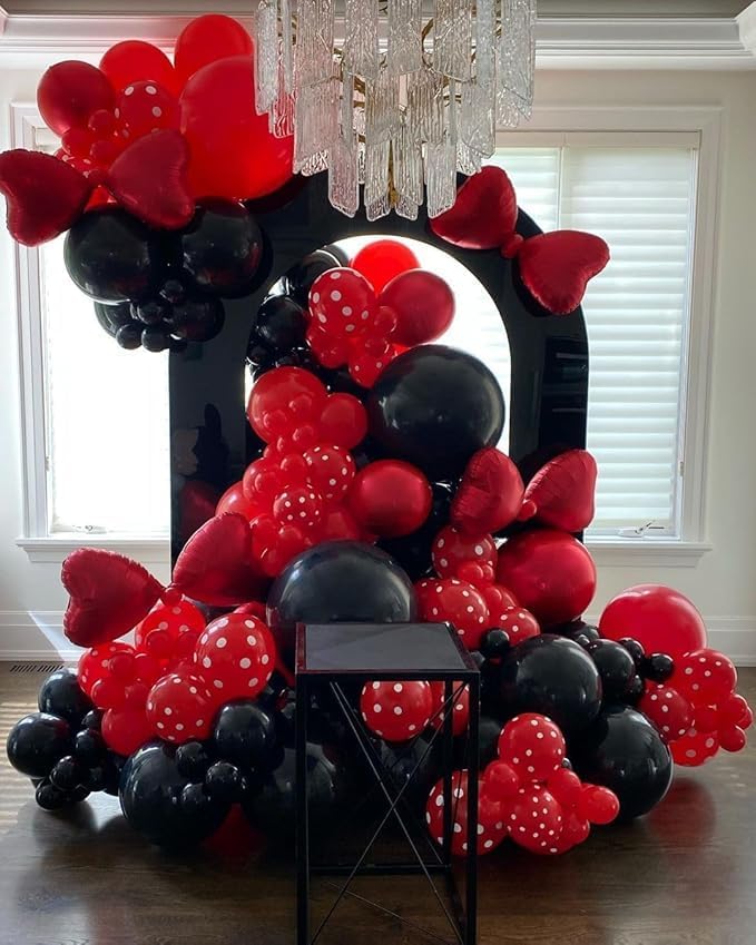 Regine Switzerland 153-Piece Red & Black Balloon Garland Arch Kit - Stars & Confetti for Parties
