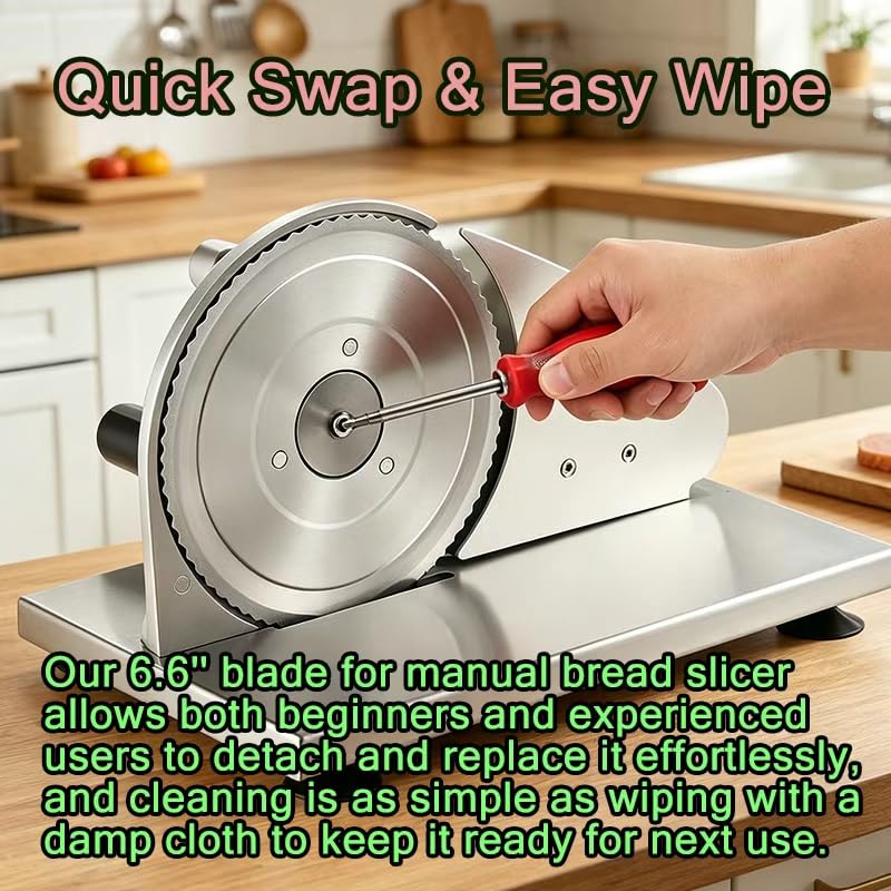 6.6-Inch Serrated Bread Slicer Replacement Blade - Food-Grade Stainless Steel