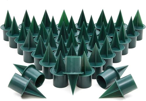 Juvale 40-Pack Green Plastic Candle Holders - Durable Floral Picks for Table Centerpieces | 1-Inch Diameter
