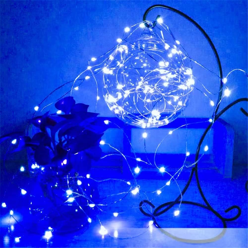 Skiennix 50 LED Christmas Fairy Lights - Waterproof 16FT Battery Operated String Lights | Blue for Indoor & Outdoor Decor