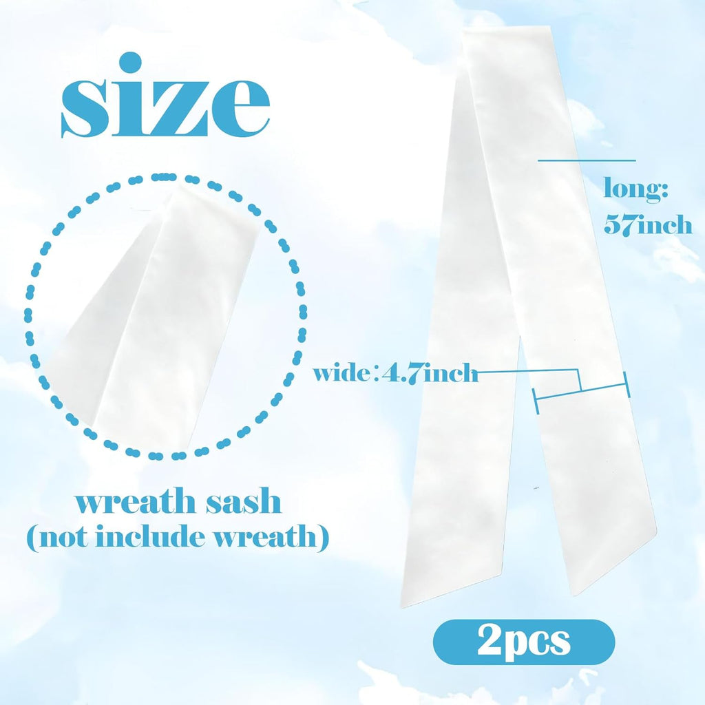 Skiennix Wreath Sash - Elegant White Garland Ribbon for Indoor/Outdoor Decor | 2-Piece Set