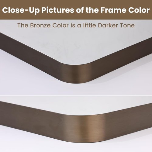 LOAAO Bronze Bathroom Mirror - 40”X32” Rounded Rectangle with Anti-Rust Brushed Metal Frame | Versatile Hanging Options