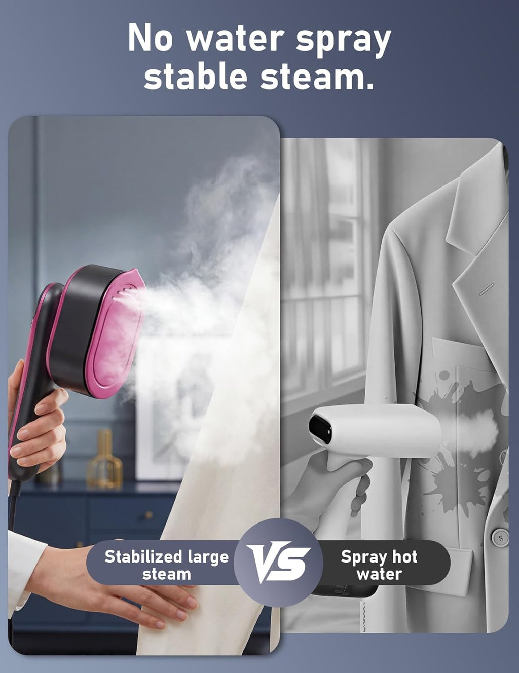 Skiennix Travel Garment Steamer - 1200W Portable Handheld 2-in-1 Iron | Fast 10s Heat-Up, All-Fabric Wrinkle Remover