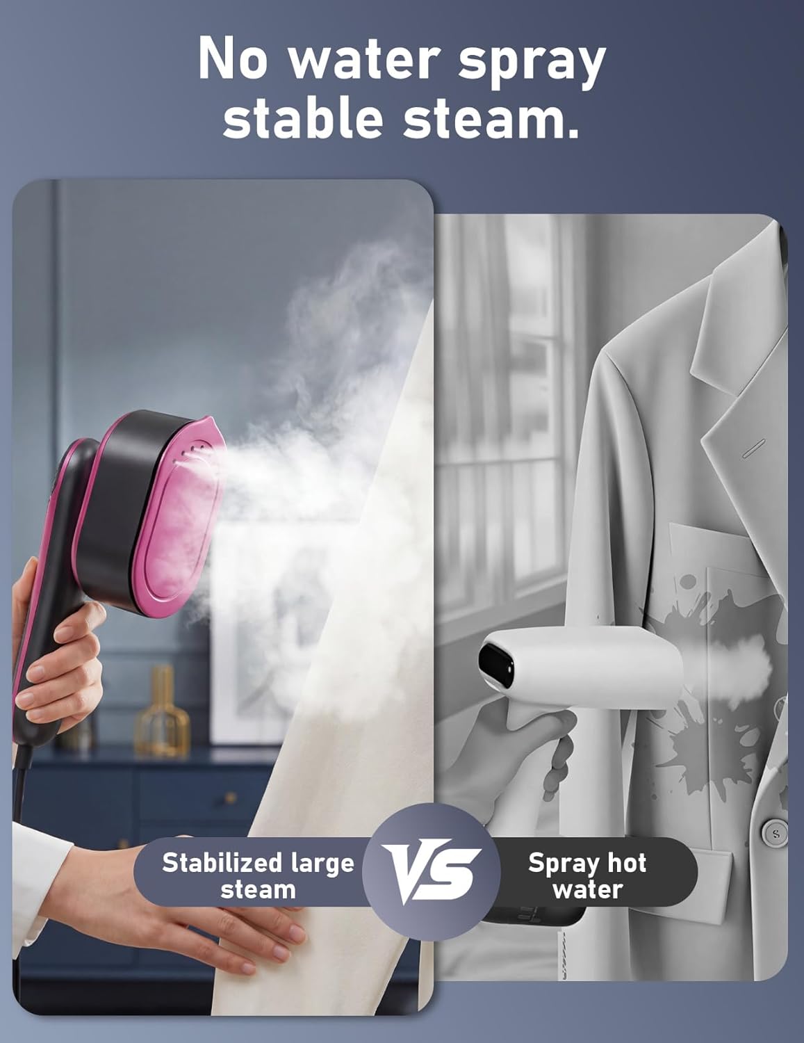 Skiennix Travel Garment Steamer - 1200W Portable Handheld 2-in-1 Iron | Fast 10s Heat-Up, All-Fabric Wrinkle Remover