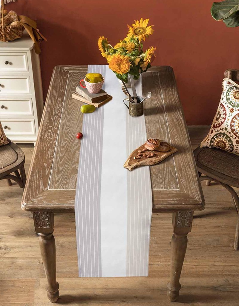 Geometric Table Runner Dresser Scarf 18x72inch Linen Burlap Table Runners Non-Slip Heat Resistant Cloth Placemat Home Decor for Wedding Banquet Decoration - Ethnic Stripes Modern Art