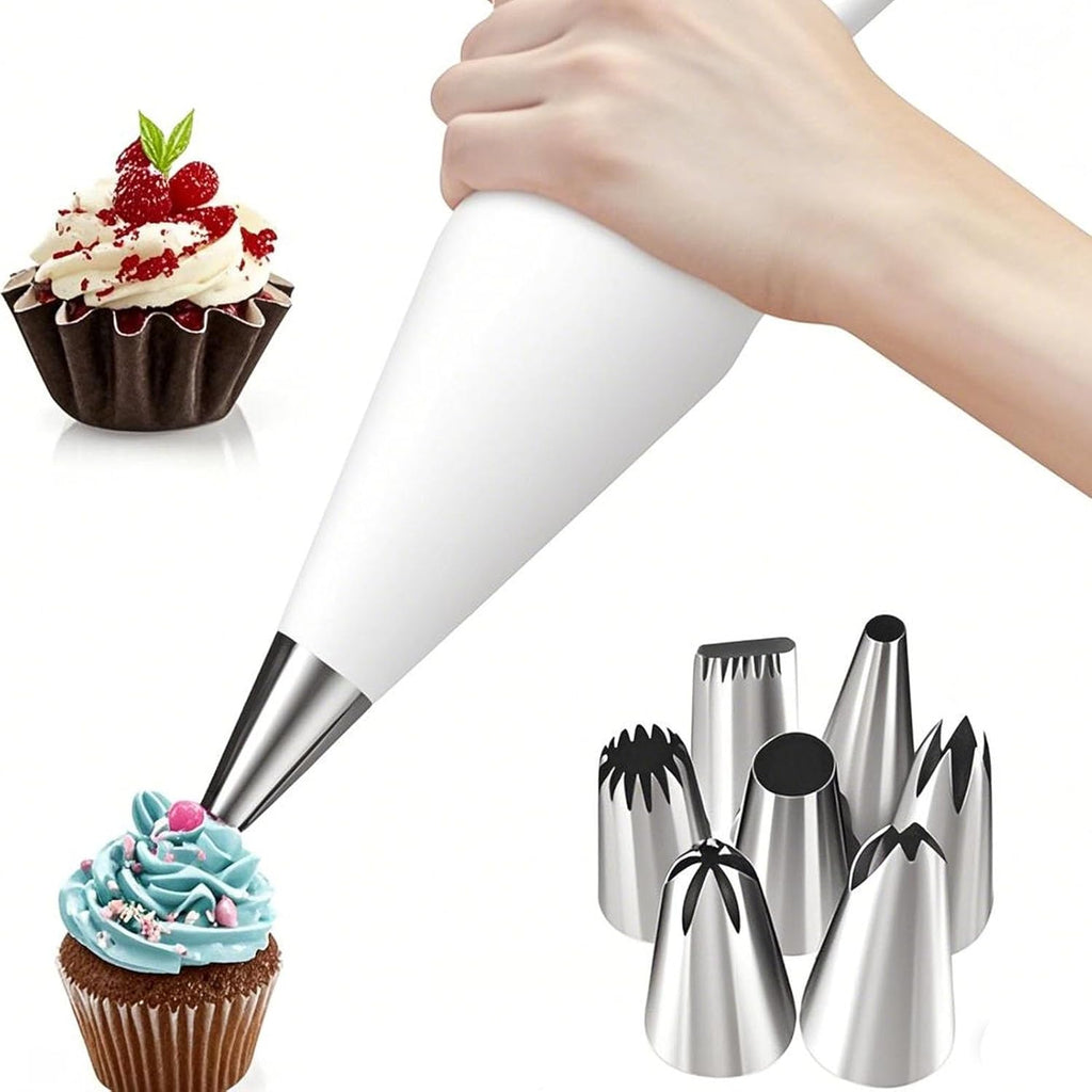 Skiennix Reusable Piping Bags Set - 16-Inch Pastry Bags for Cake Decorating | Durable, Eco-Friendly Baking Kit for Home Chefs