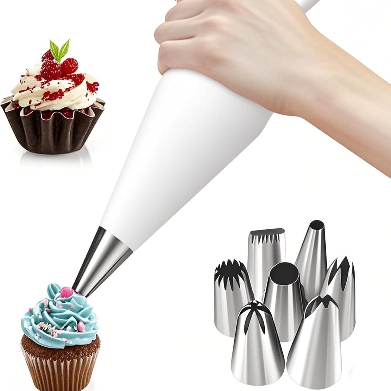 Skiennix Reusable Piping Bags Set - 16-Inch Pastry Bags for Cake Decorating | Durable, Eco-Friendly Baking Kit for Home Chefs