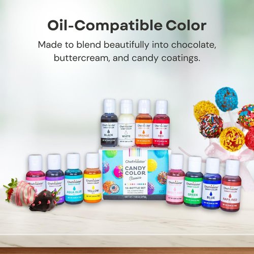 Chefmaster Yellow Candy Color - Professional-Grade Oil-Based Dye for Chocolate, Strawberries & Cake Pops | 0.64 oz