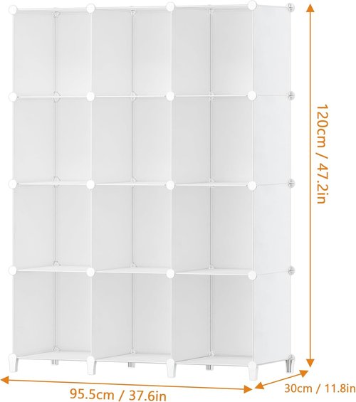 HOMIDEC Closet Organizer - 12-Cube Storage Solution for Clothes | Portable White Shelves
